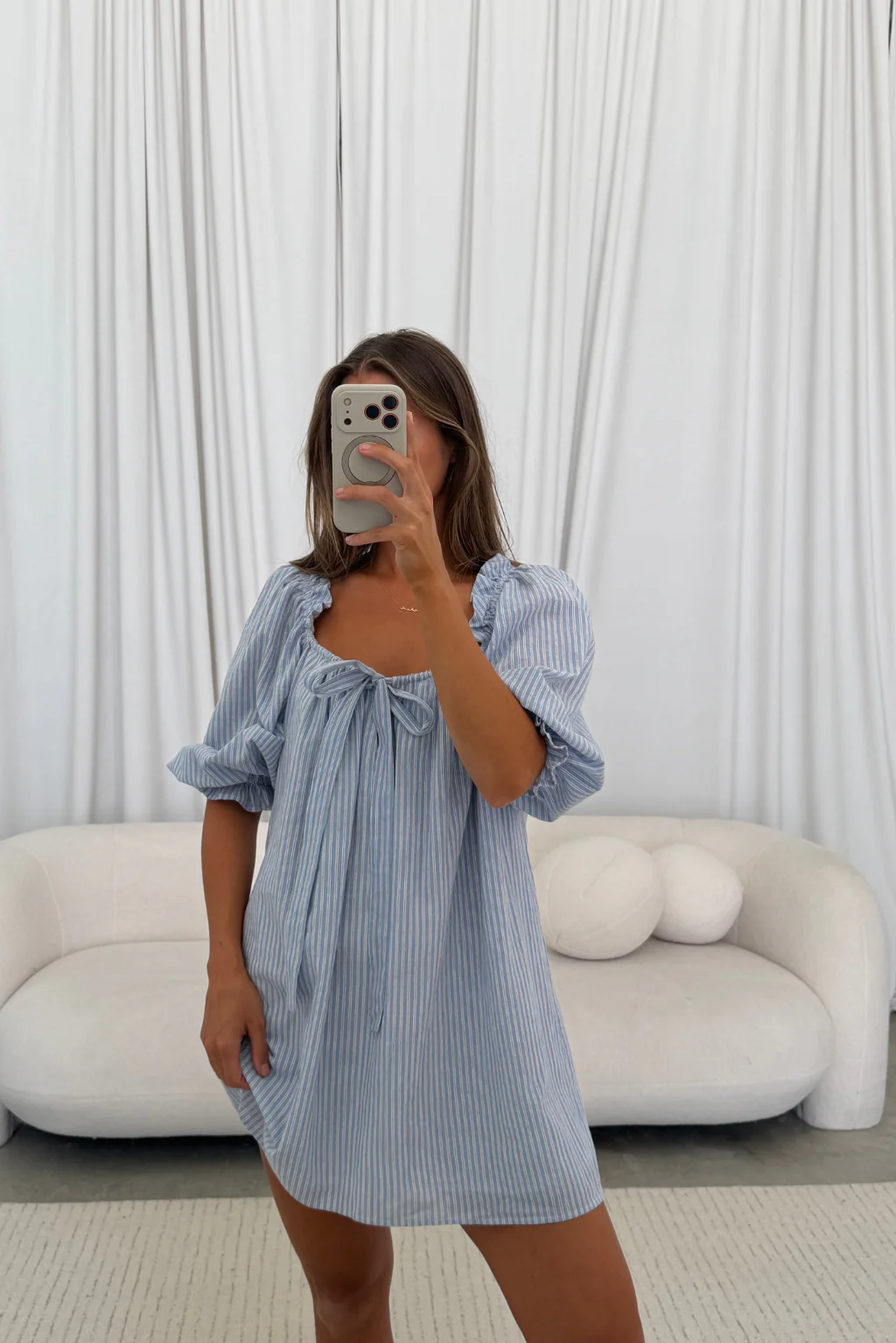 Darling 100% Cotton Mini Dress in Laguna Stripe - Image 4