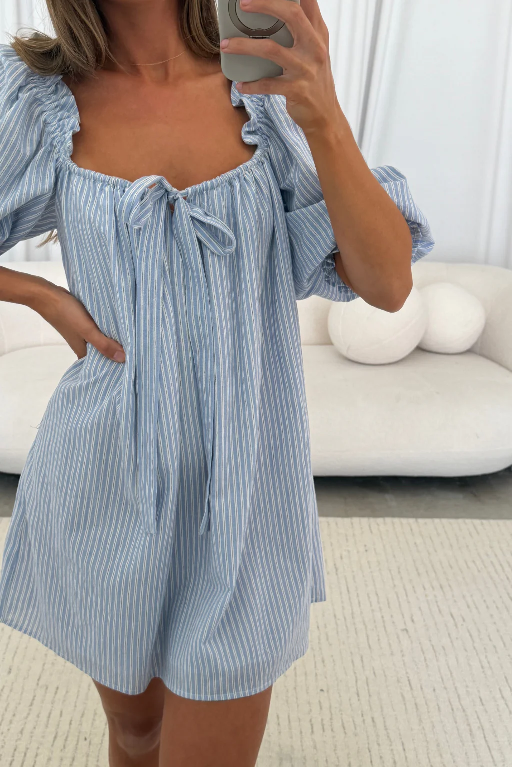 Darling 100% Cotton Mini Dress in Laguna Stripe - Image 5