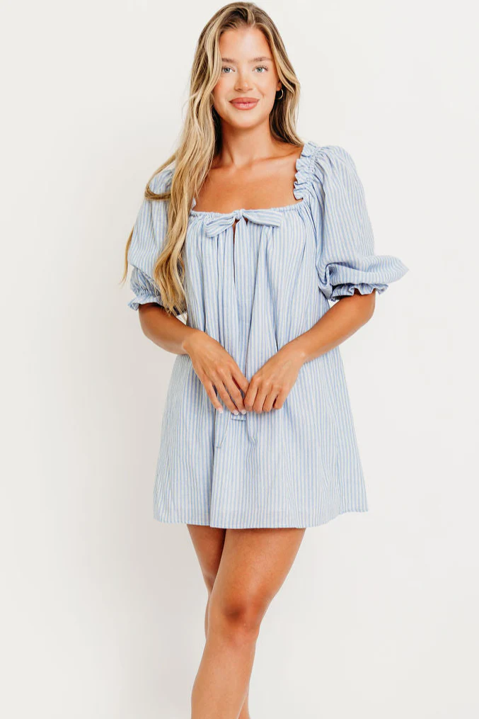 Darling 100% Cotton Mini Dress in Laguna Stripe - Image 7