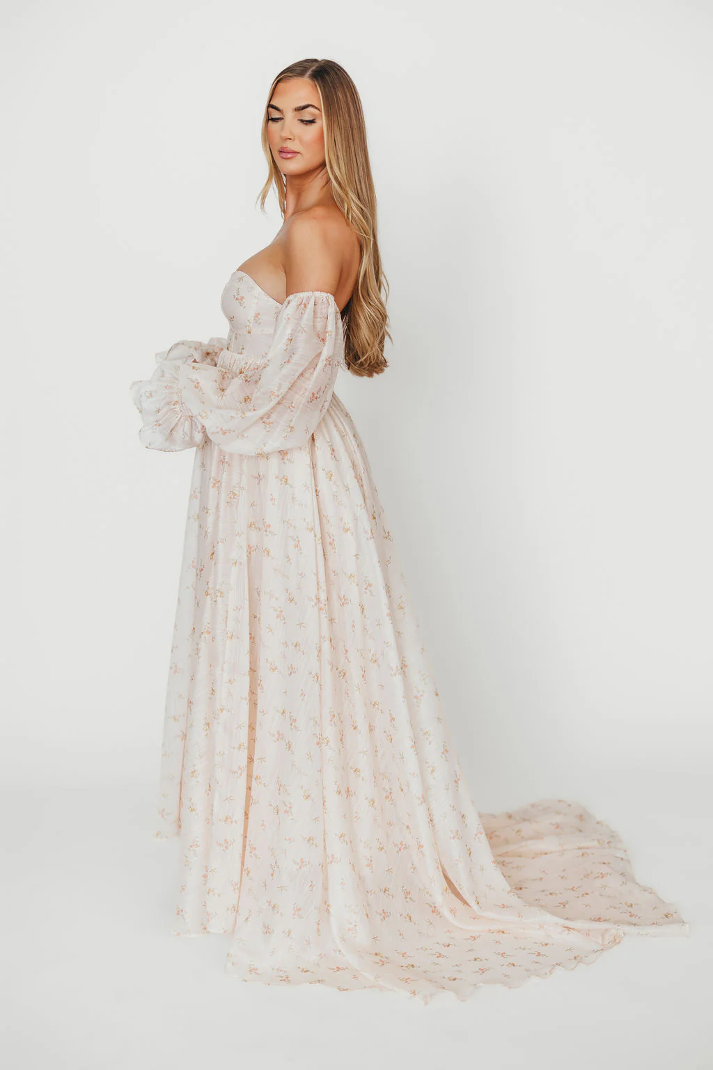 Delilah Maxi Dress with Train in Peach - Bump Friendly (XS-3XL) - Image 16