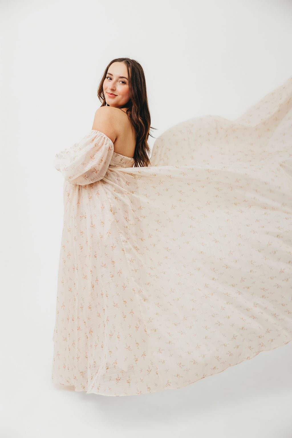 Delilah Maxi Dress with Train in Peach - Bump Friendly (XS-3XL) - Image 2