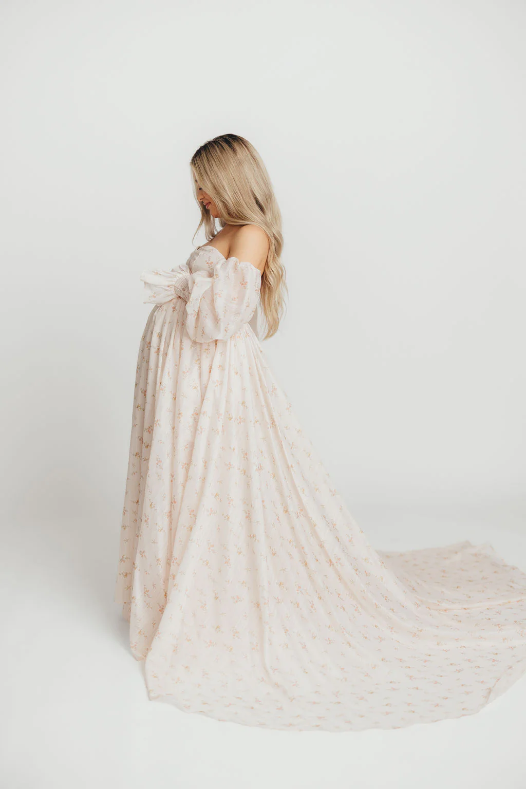 Delilah Maxi Dress with Train in Peach - Bump Friendly (XS-3XL) - Image 23