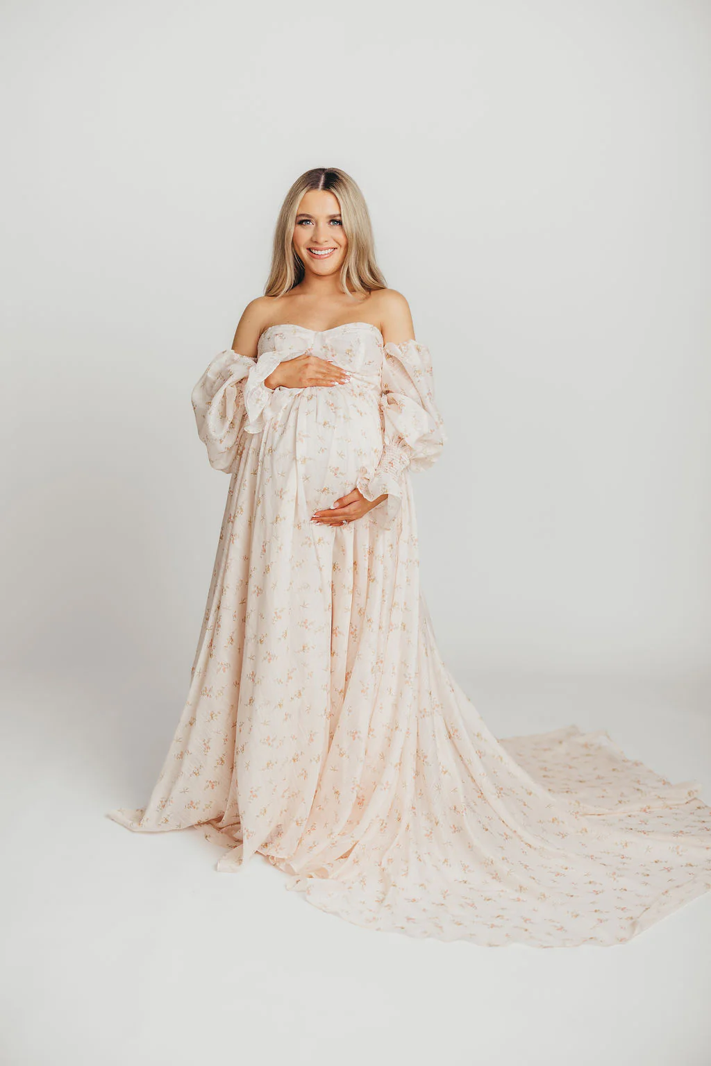 Delilah Maxi Dress with Train in Peach - Bump Friendly (XS-3XL) - Image 29