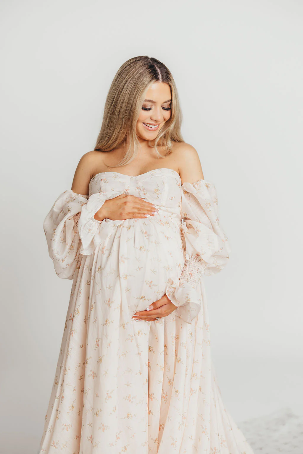 Delilah Maxi Dress with Train in Peach - Bump Friendly (XS-3XL) - Image 30