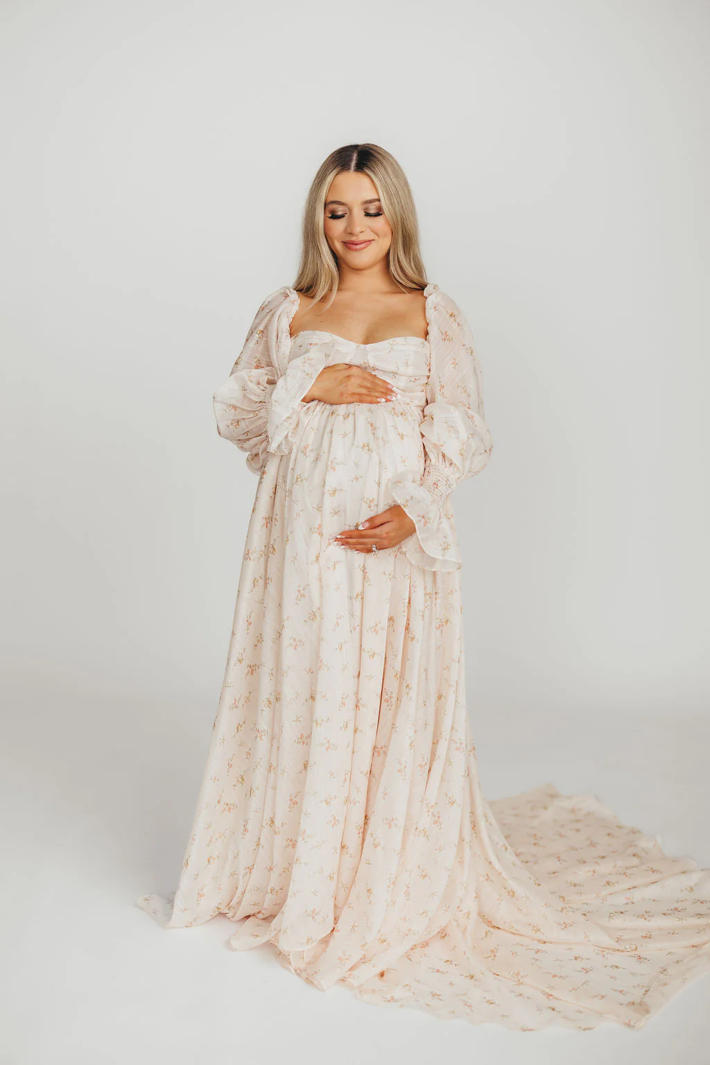 Delilah Maxi Dress with Train in Peach - Bump Friendly (XS-3XL) - Image 38