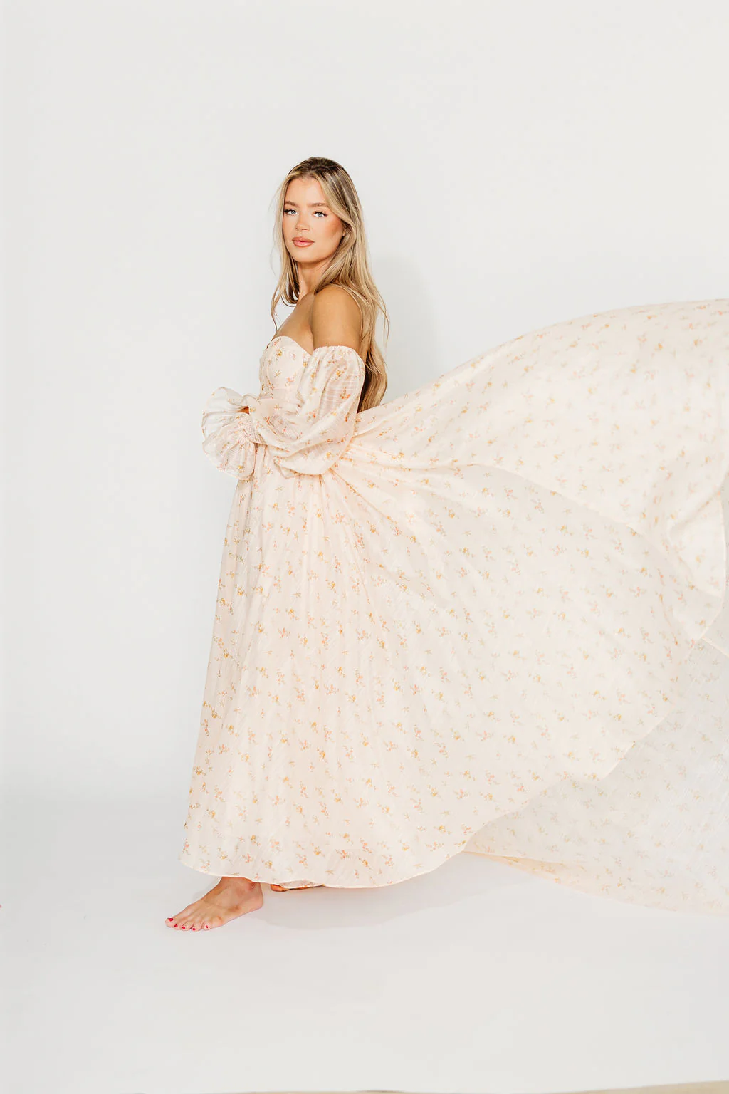 Delilah Maxi Dress with Train in Peach - Bump Friendly (XS-3XL) - Image 4
