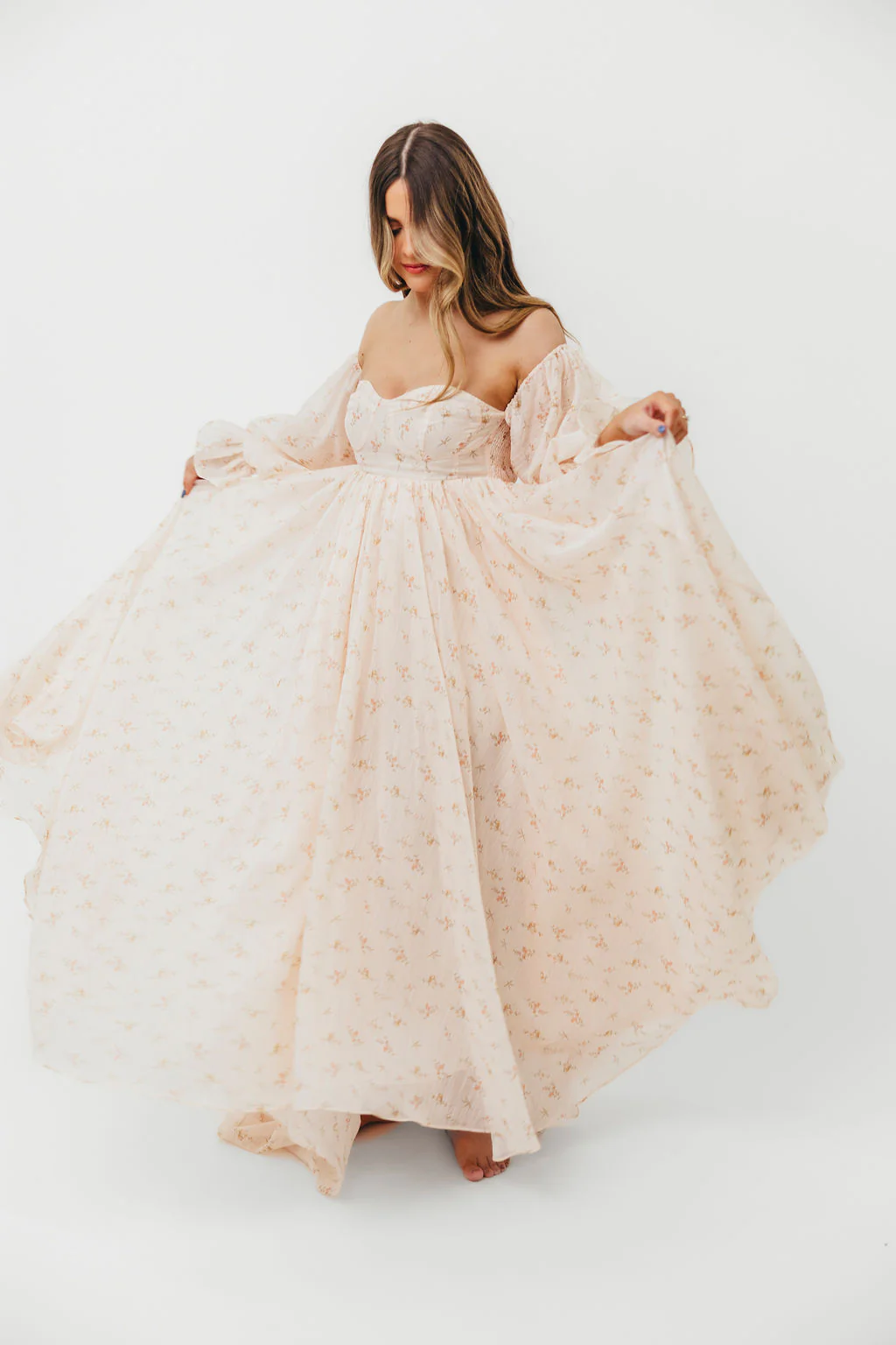 Delilah Maxi Dress with Train in Peach - Bump Friendly (XS-3XL) - Image 41