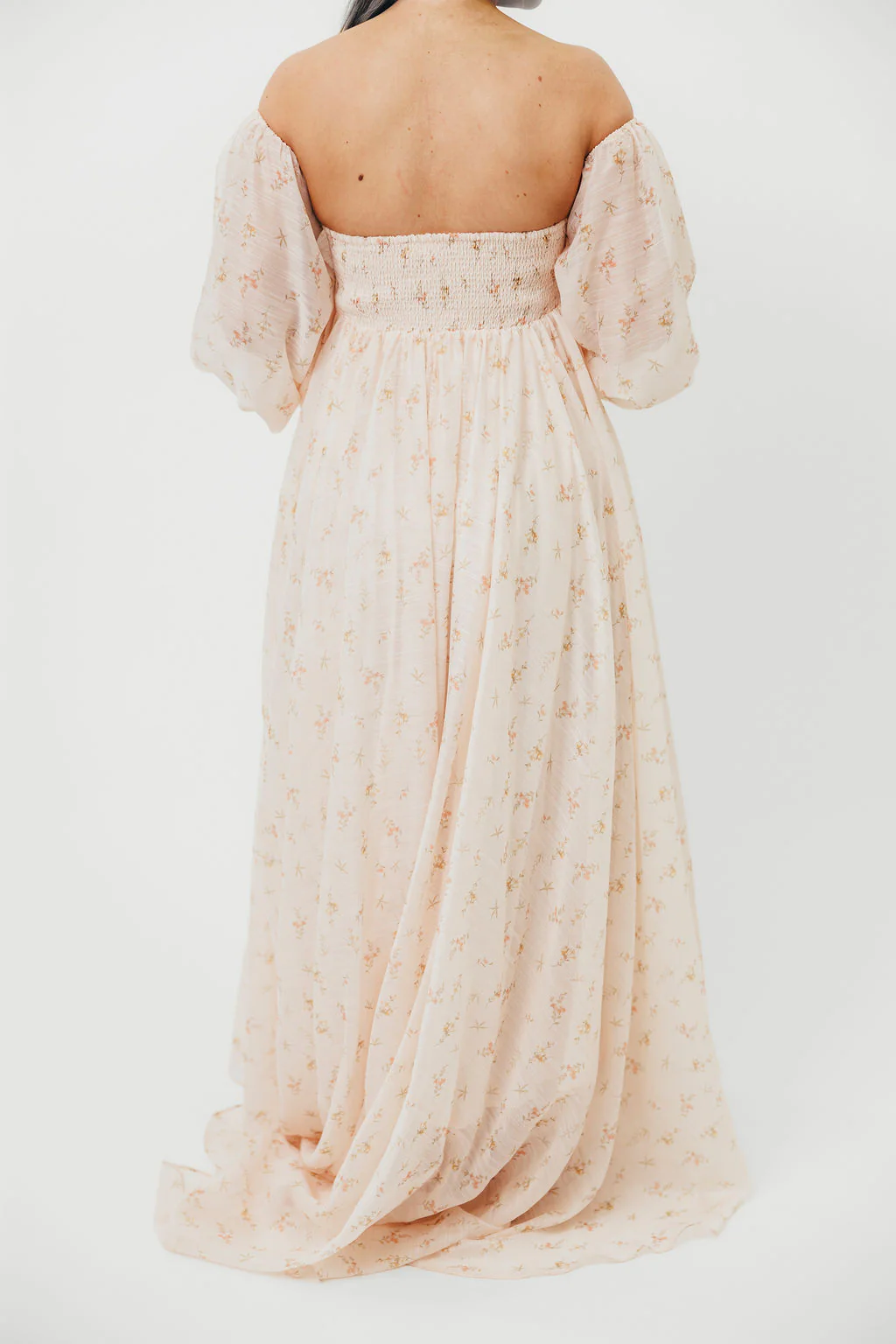 Delilah Maxi Dress with Train in Peach - Bump Friendly (XS-3XL) - Image 46