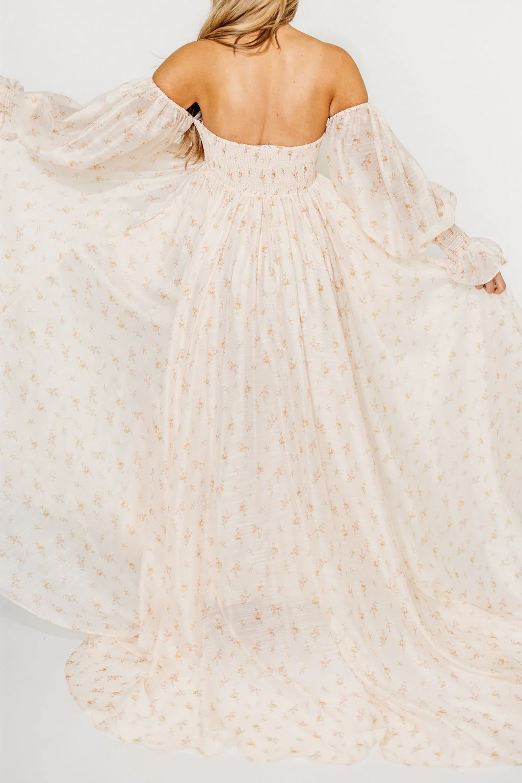 Delilah Maxi Dress with Train in Peach - Bump Friendly (XS-3XL) - Image 48