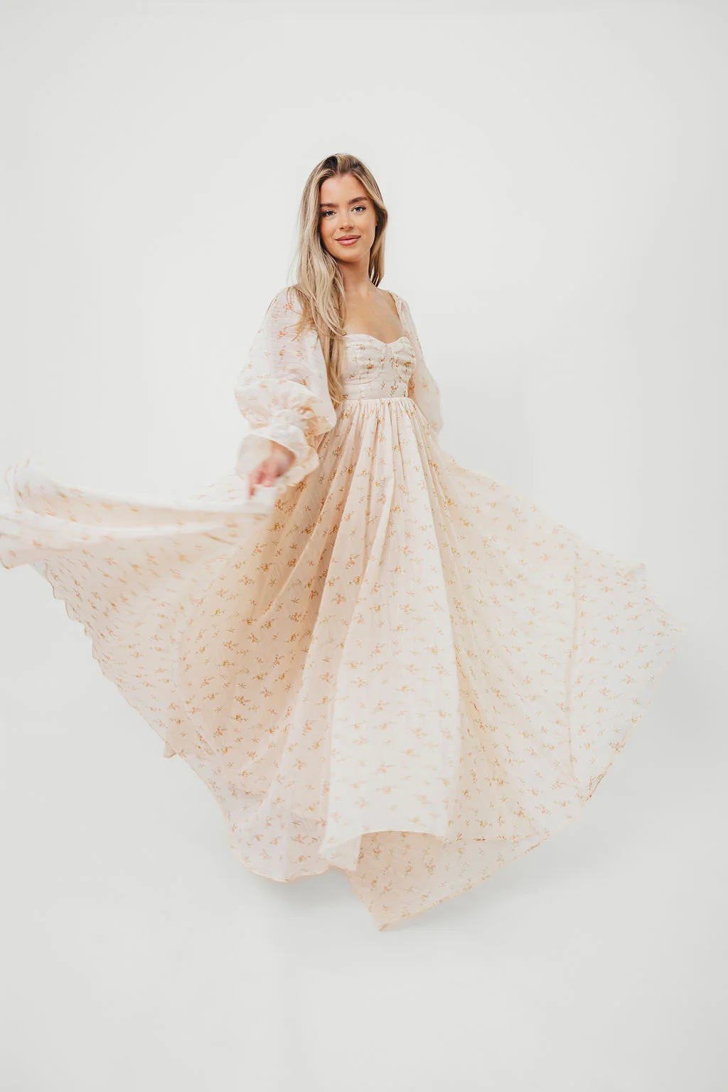 Delilah Maxi Dress with Train in Peach - Bump Friendly (XS-3XL) - Image 5