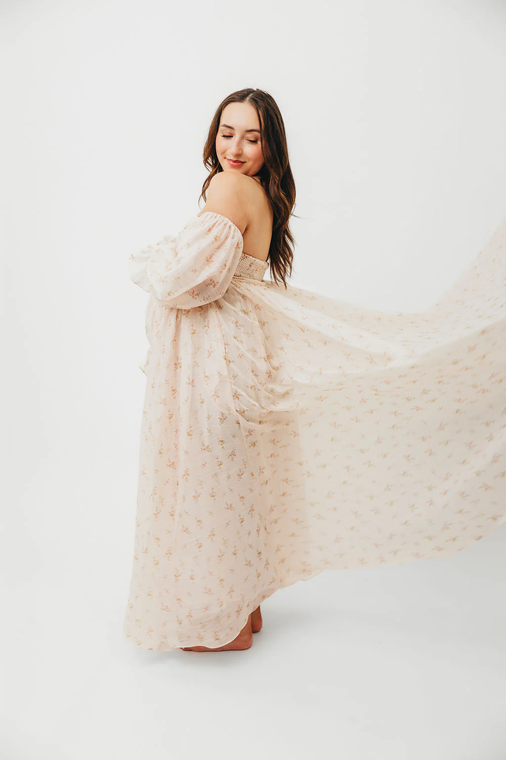 Delilah Maxi Dress with Train in Peach - Bump Friendly (XS-3XL) - Image 54