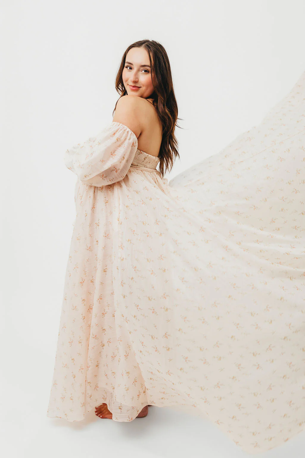 Delilah Maxi Dress with Train in Peach - Bump Friendly (XS-3XL) - Image 55