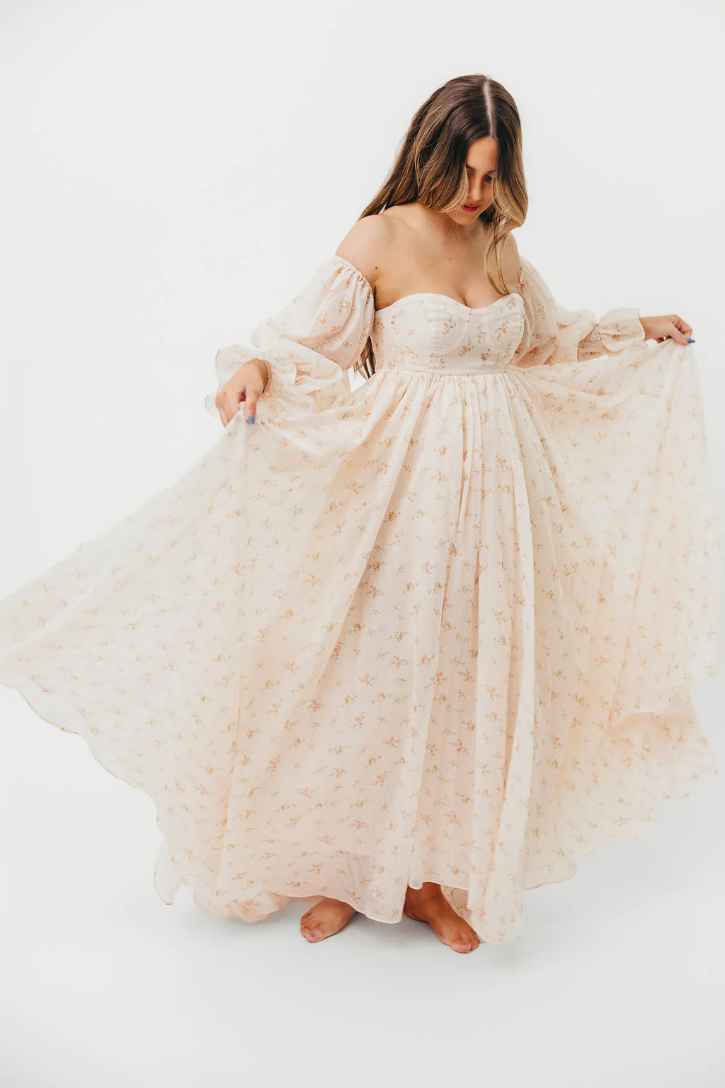 Delilah Maxi Dress with Train in Peach - Bump Friendly (XS-3XL) - Image 8