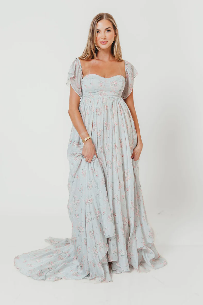 Charleston Maxi Dress in Sage Floral - Bump Friendly & Inclusive Sizing