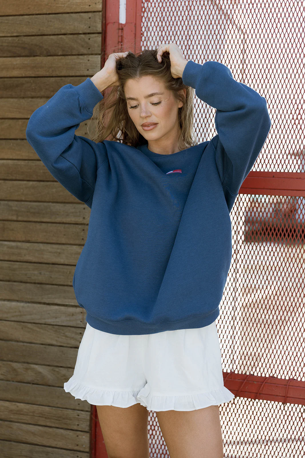 Destiny US Flag Sweatshirt in Royal Navy - Image 3