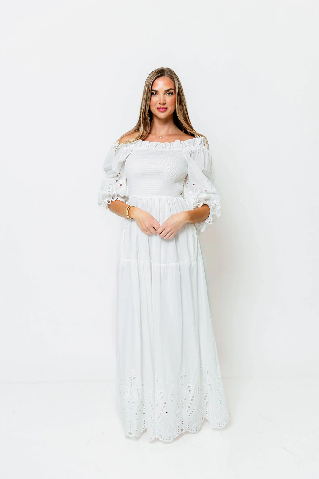 100% Cotton Karolina Maxi Dress in White