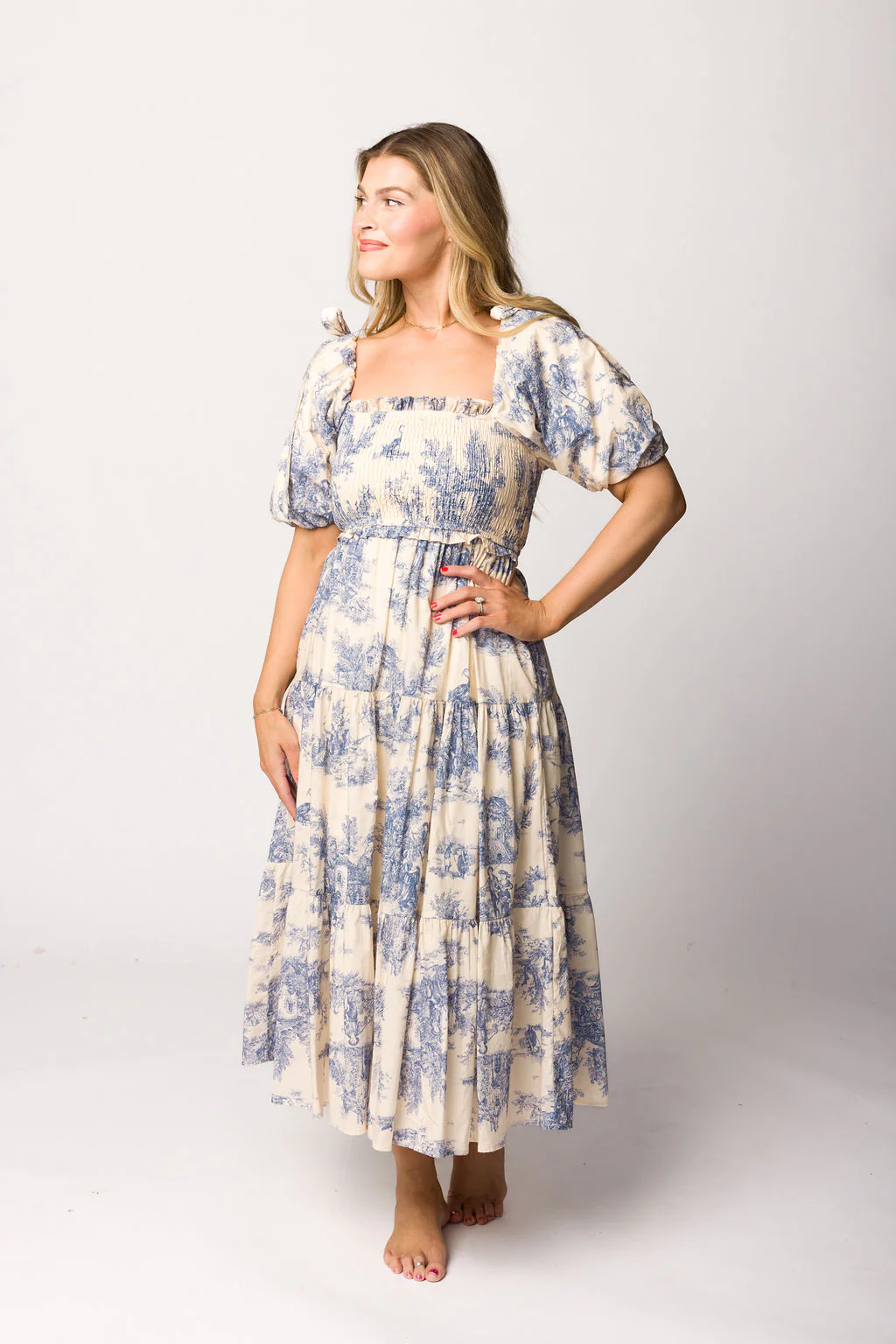 Elena Toile Print Midi Dress - Image 5