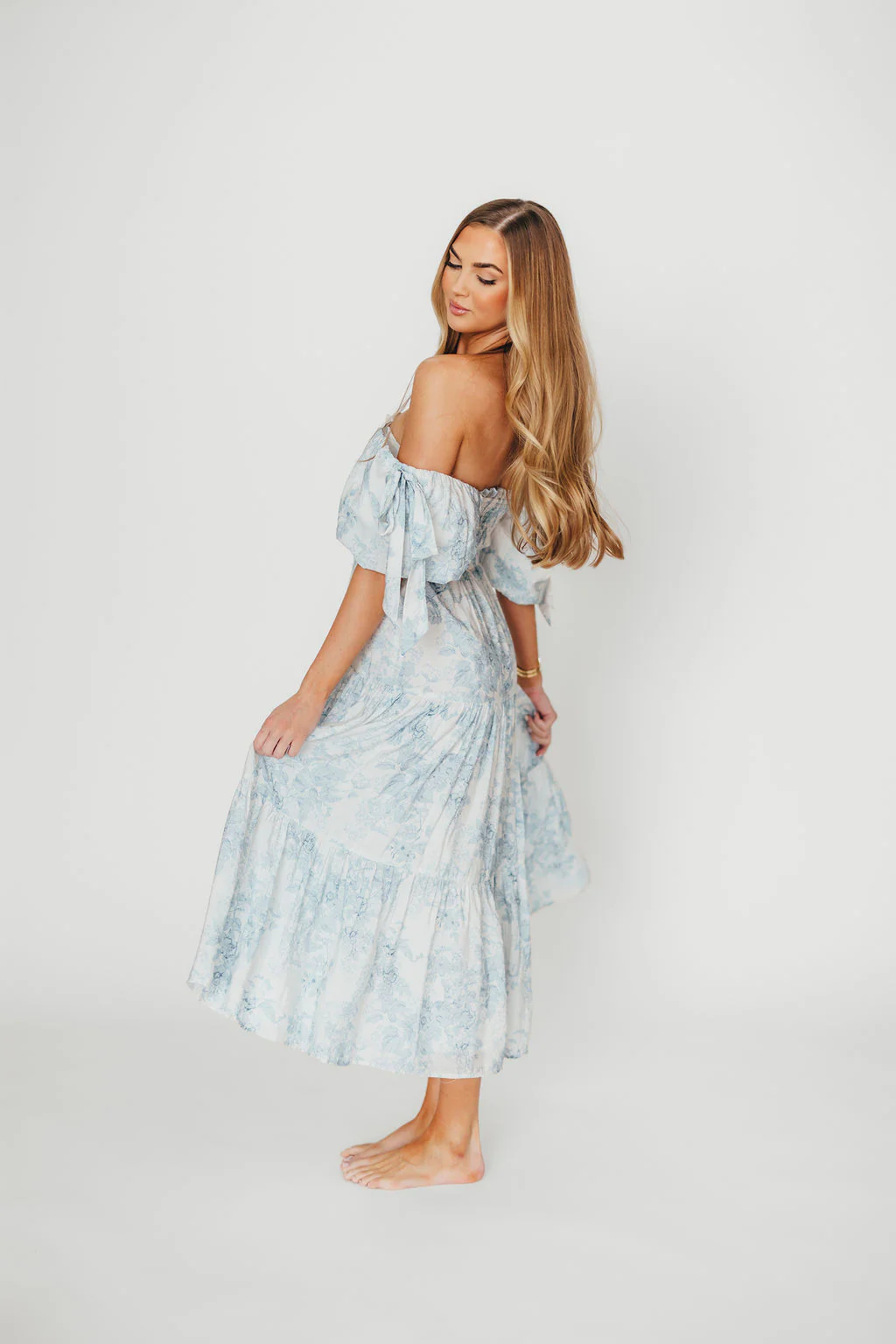Elena Floral Print Smocked Midi Dress in Blue - Bump Friendly & Inclusive Sizing *7/20 PRE-ORDER* - Image 22