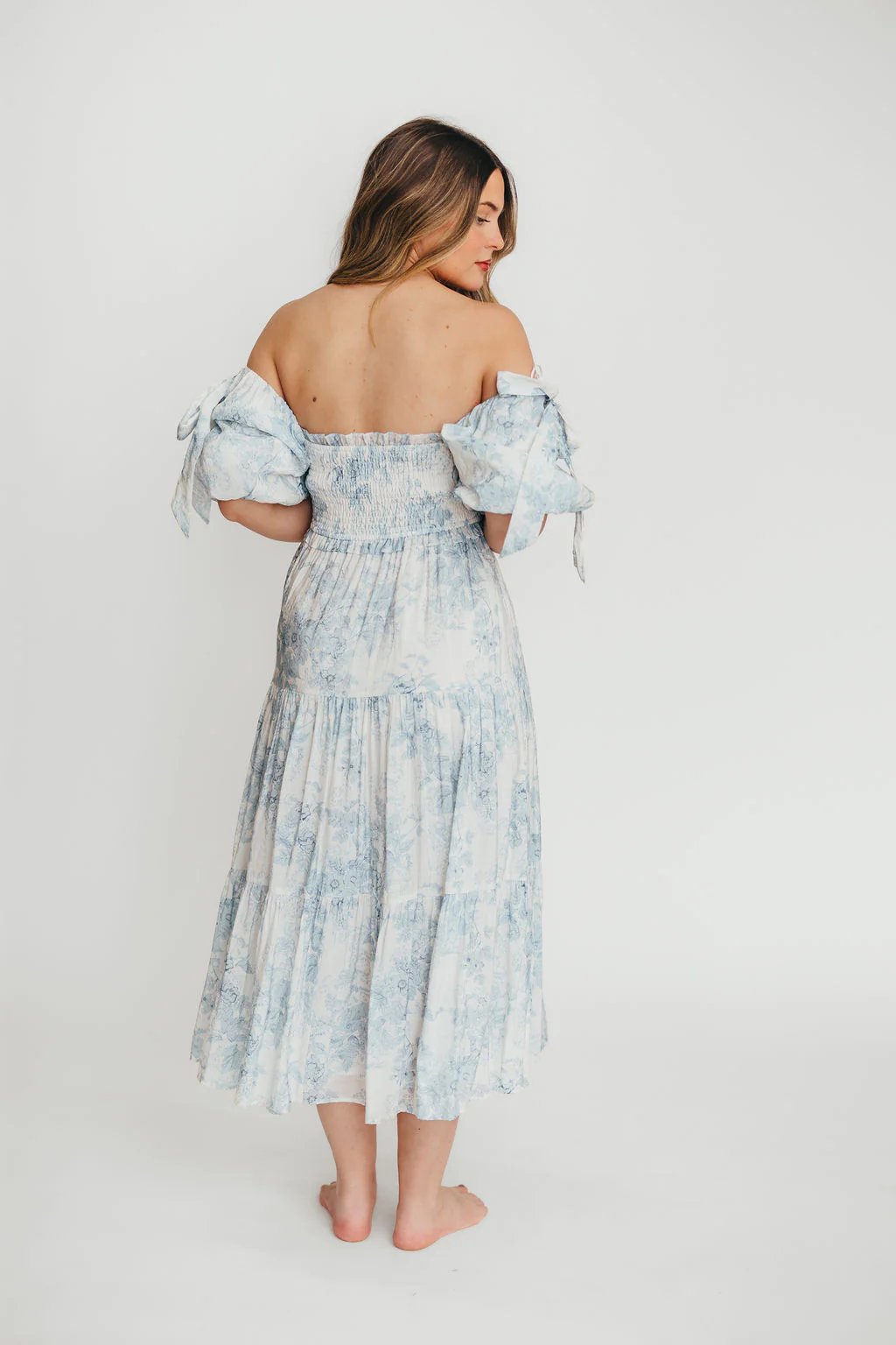 Elena Floral Print Smocked Midi Dress in Blue - Bump Friendly & Inclusive Sizing *7/20 PRE-ORDER* - Image 28