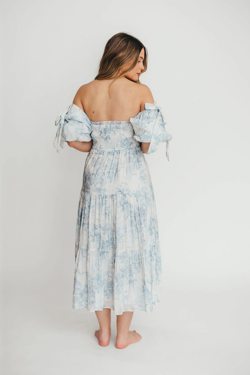 Elena Floral Print Smocked Midi Dress in Blue - Bump Friendly & Inclusive Sizing *7/20 PRE-ORDER* - Image 29