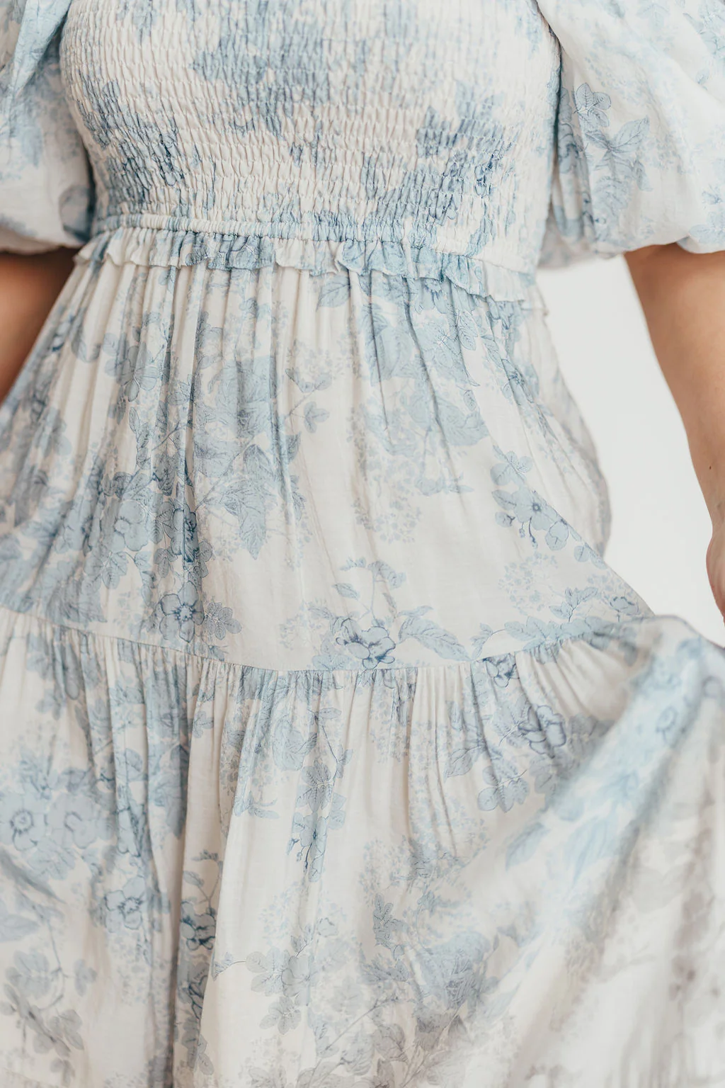 Elena Floral Print Smocked Midi Dress in Blue - Bump Friendly & Inclusive Sizing *7/20 PRE-ORDER* - Image 30