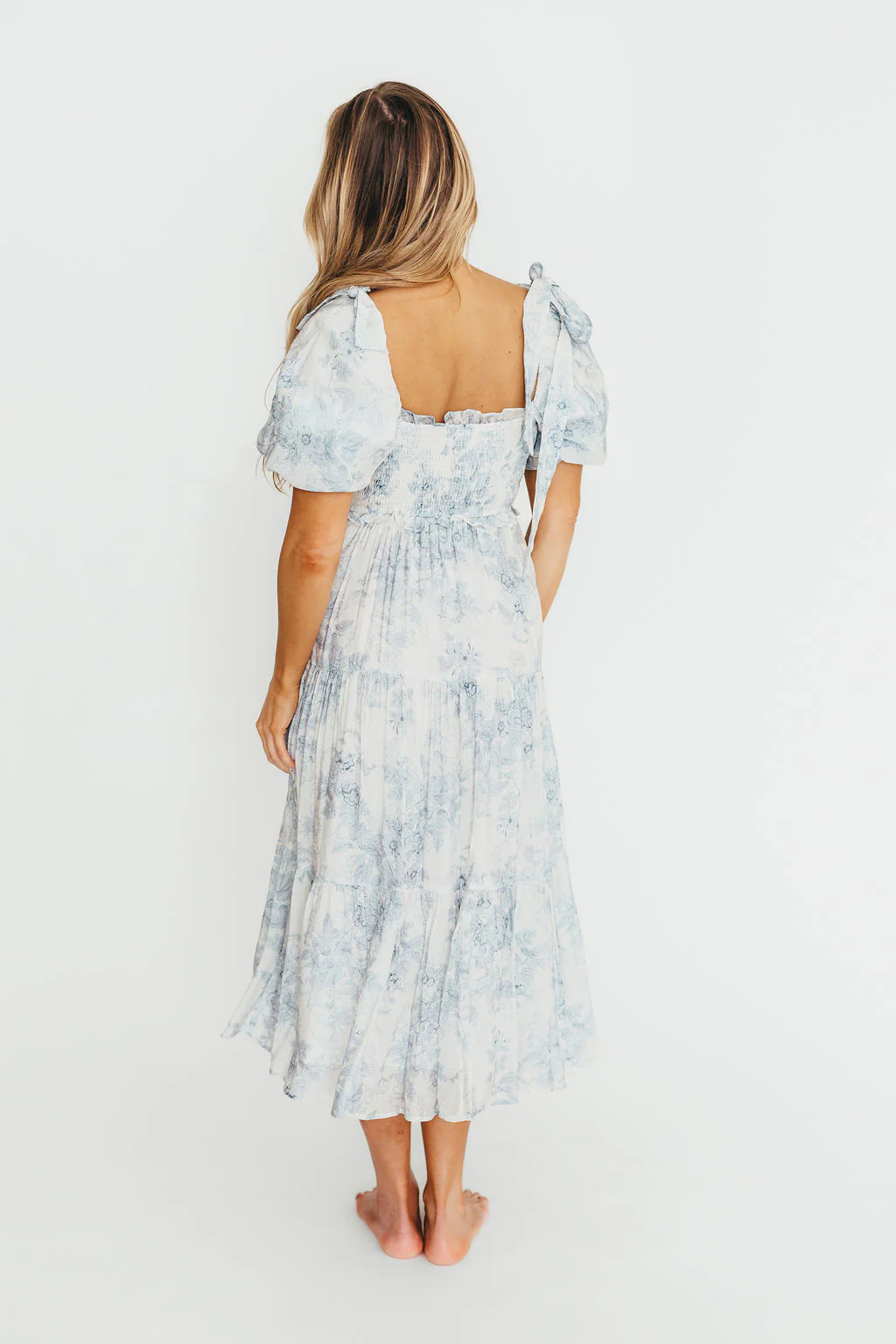 Elena Floral Print Smocked Midi Dress in Blue - Bump Friendly & Inclusive Sizing *7/20 PRE-ORDER* - Image 35