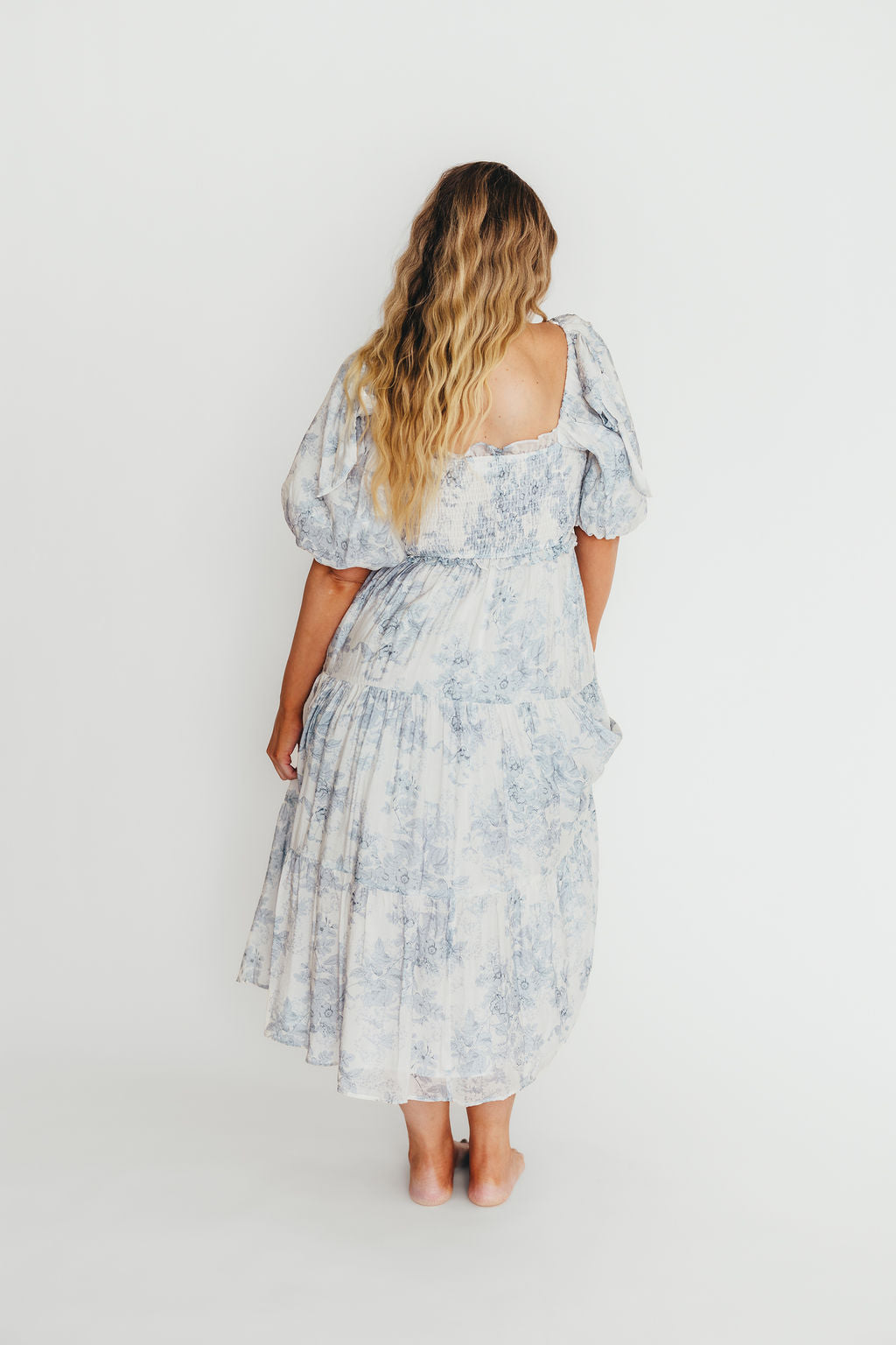 Elena Floral Print Smocked Midi Dress in Blue - Bump Friendly & Inclusive Sizing *7/20 PRE-ORDER* - Image 39