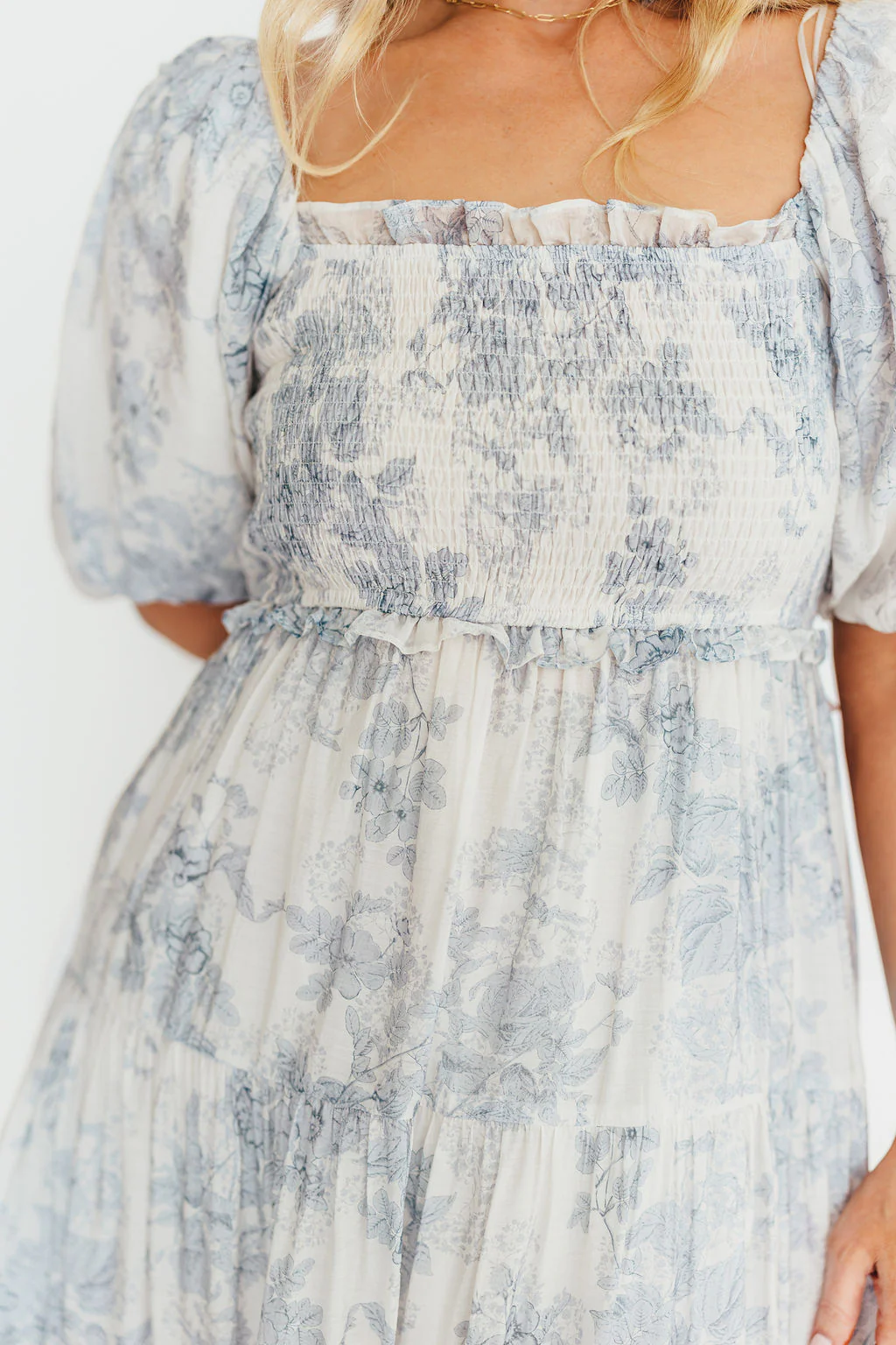 Elena Floral Print Smocked Midi Dress in Blue - Bump Friendly & Inclusive Sizing *7/20 PRE-ORDER* - Image 41
