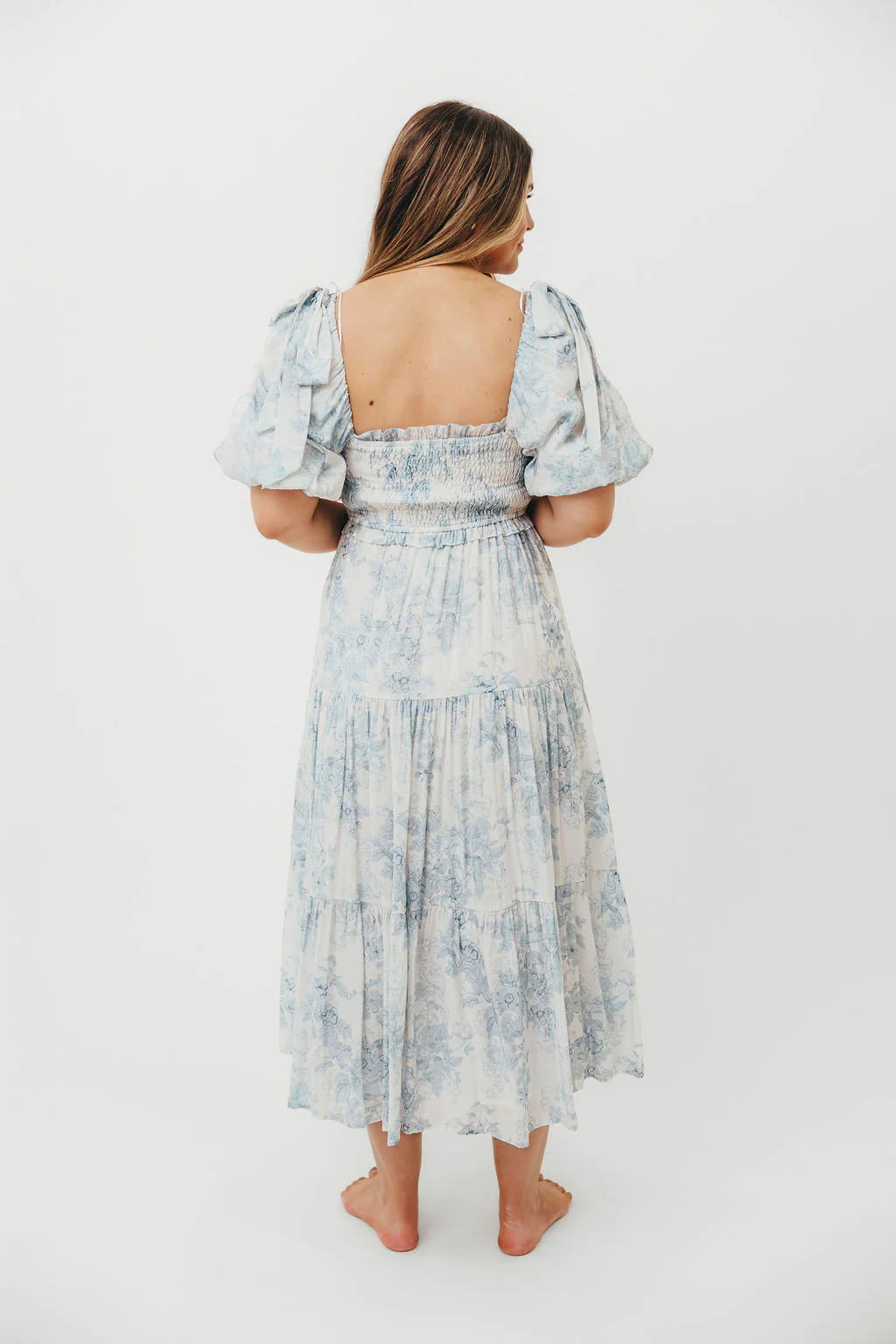 Elena Floral Print Smocked Midi Dress in Blue - Bump Friendly & Inclusive Sizing *7/20 PRE-ORDER* - Image 46
