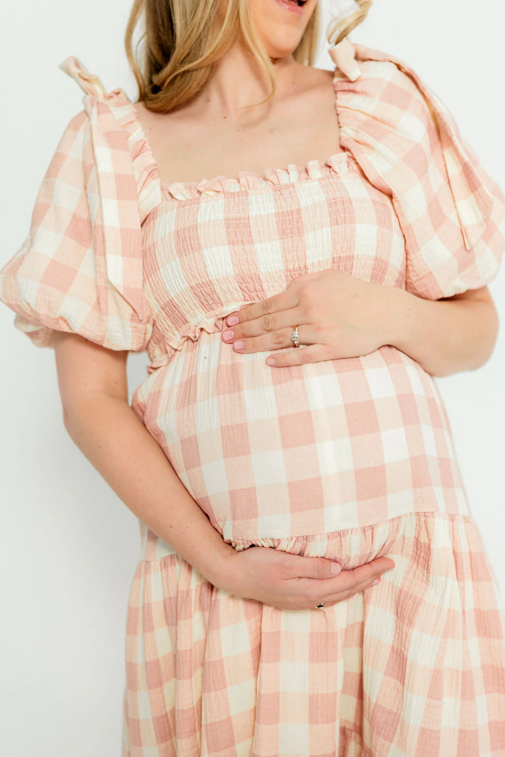 Elena 100% Cotton Gingham Midi Dress in Dusty Pink - Bump Friendly & Inclusive Sizing - Image 14