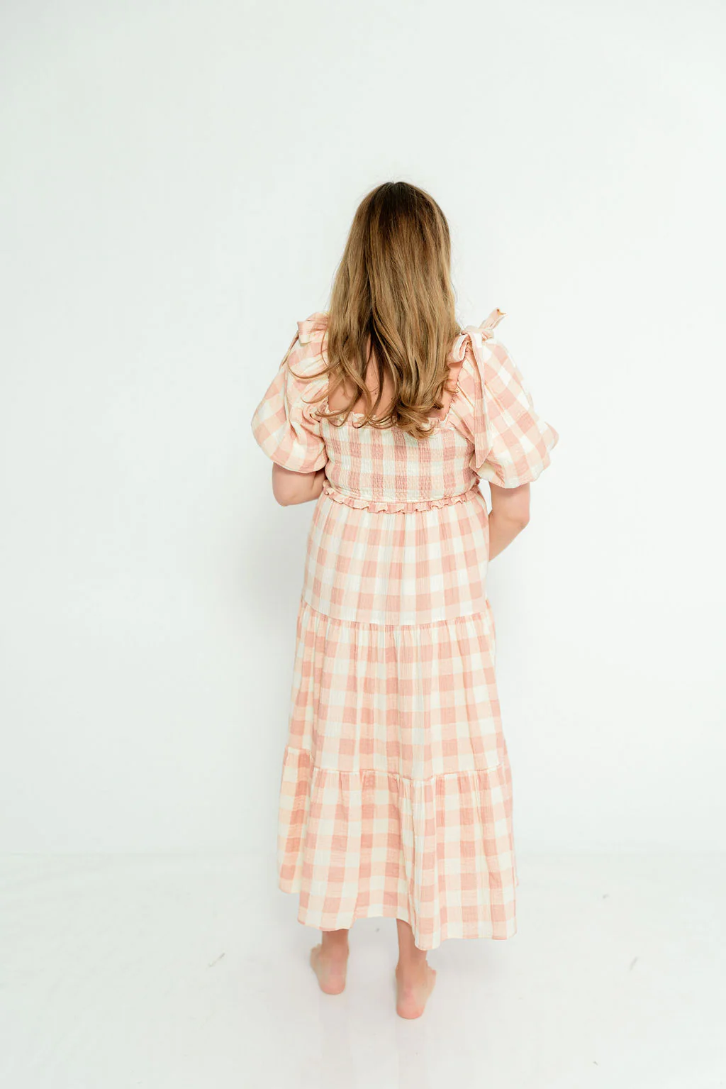 Elena 100% Cotton Gingham Midi Dress in Dusty Pink - Bump Friendly & Inclusive Sizing - Image 15