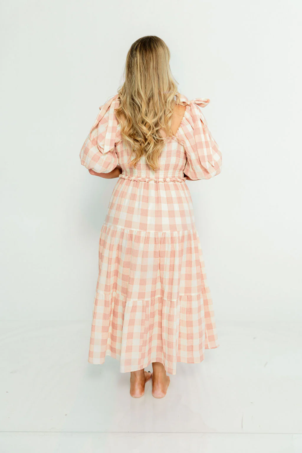 Elena 100% Cotton Gingham Midi Dress in Dusty Pink - Bump Friendly & Inclusive Sizing - Image 21