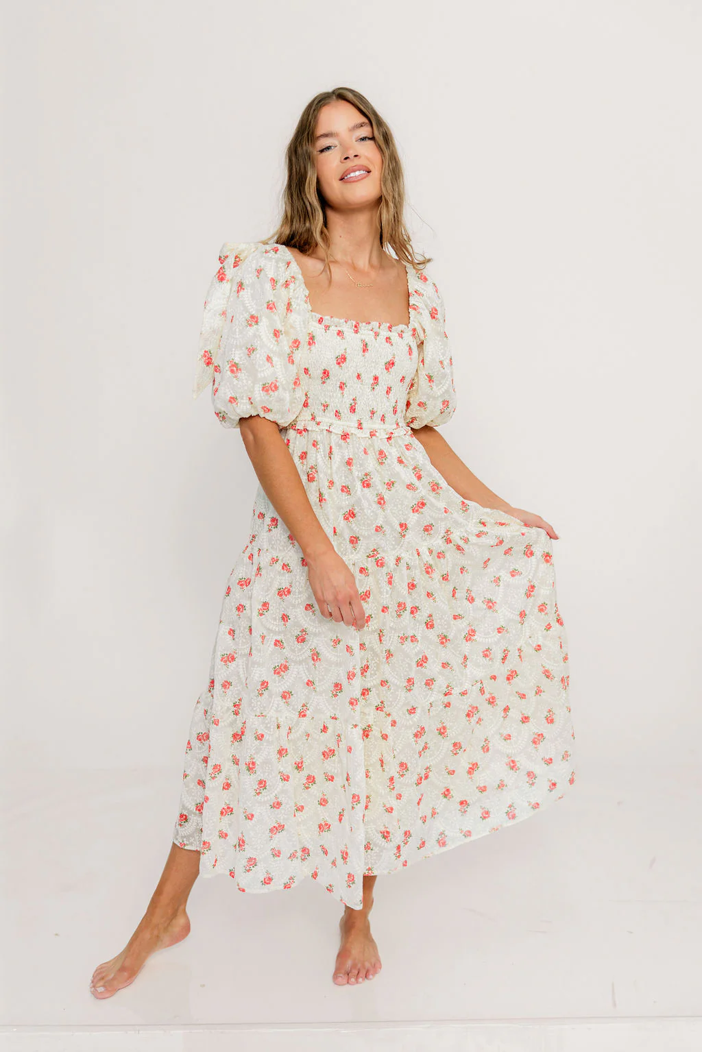 Elena 100% Cotton Midi Dress in Rose - Bump Friendly - Image 2