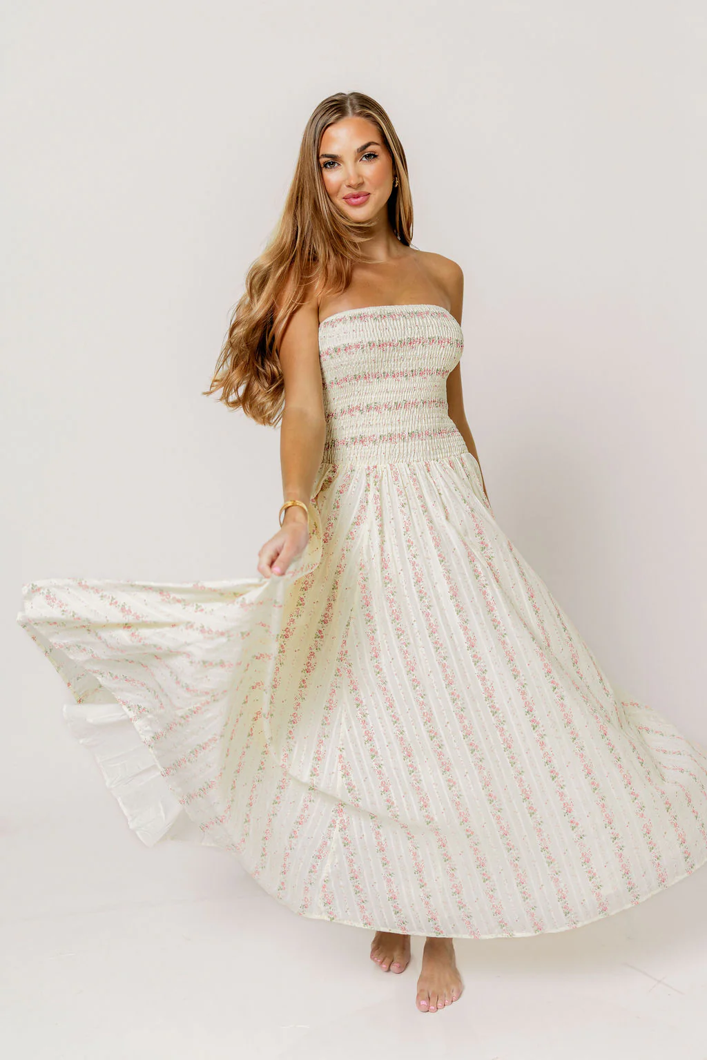 Elina Floral Midi Dress in Pink - Image 10