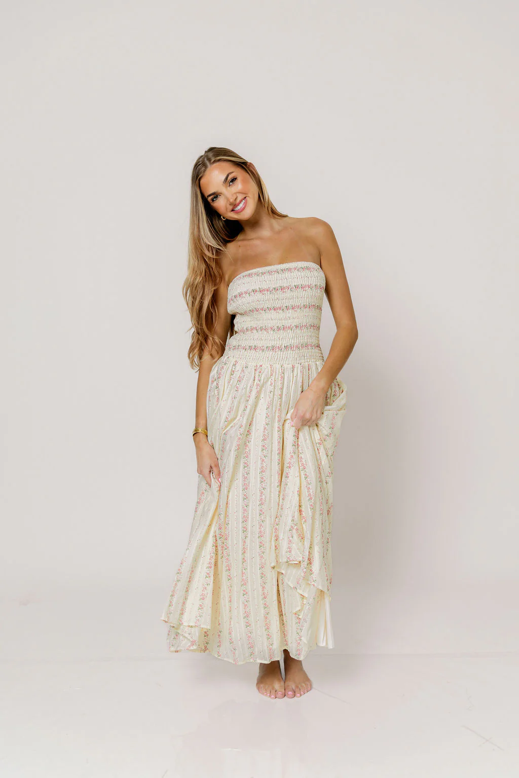 Elina Floral Midi Dress in Pink - Image 5