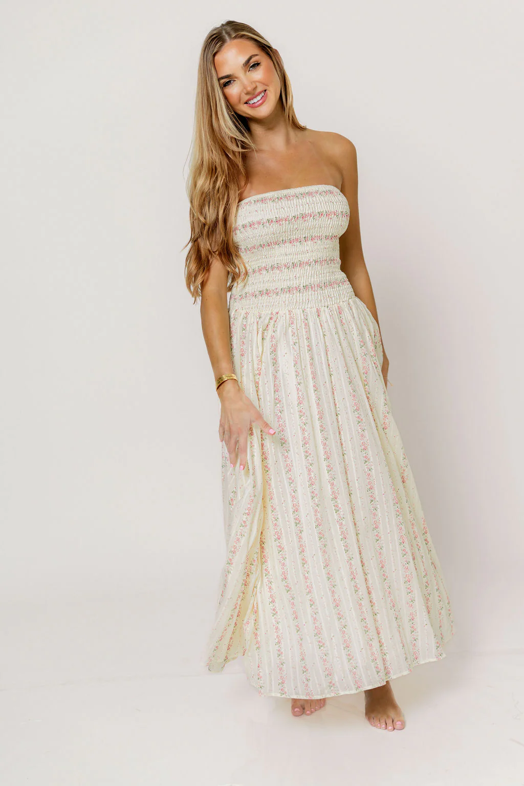 Elina Floral Midi Dress in Pink - Image 7