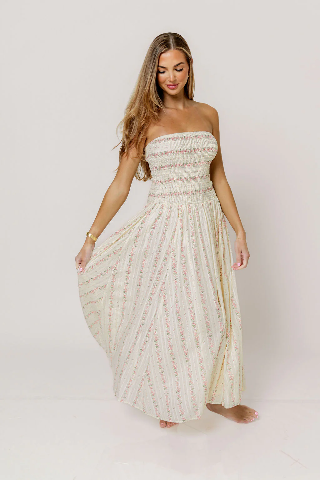 Elina Floral Midi Dress in Pink - Image 9
