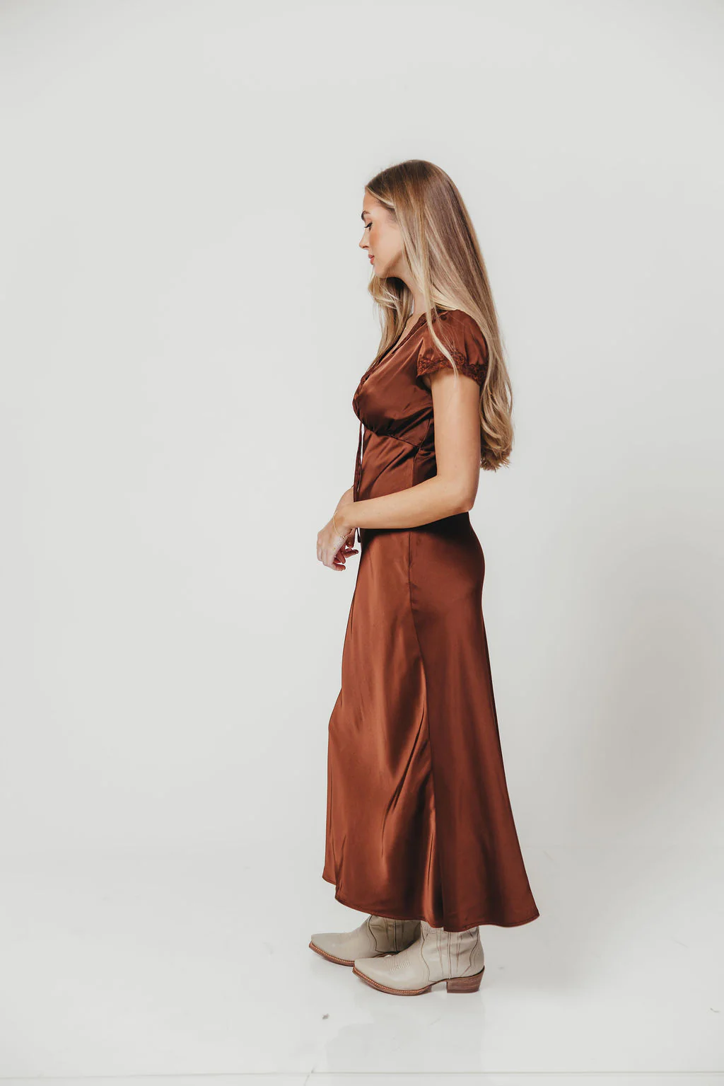 Vivienne Midi Dress in Brown - Image 3