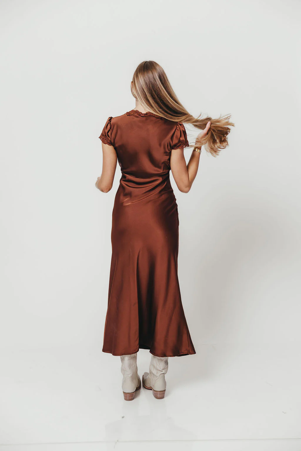 Vivienne Midi Dress in Brown - Image 4