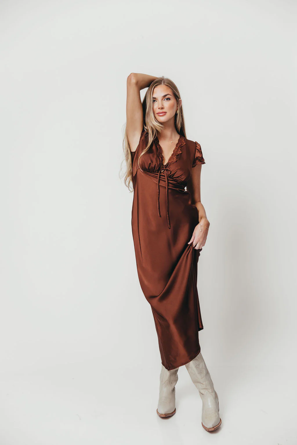 Vivienne Midi Dress in Brown - Image 9