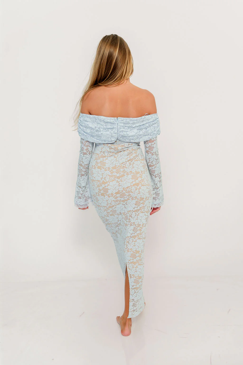 Ella Lace Maxi Dress in Pale Blue - Image 10