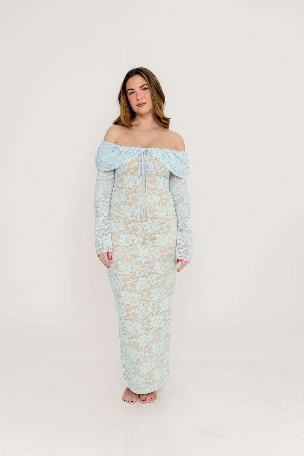 Ella Lace Maxi Dress in Pale Blue - Image 11
