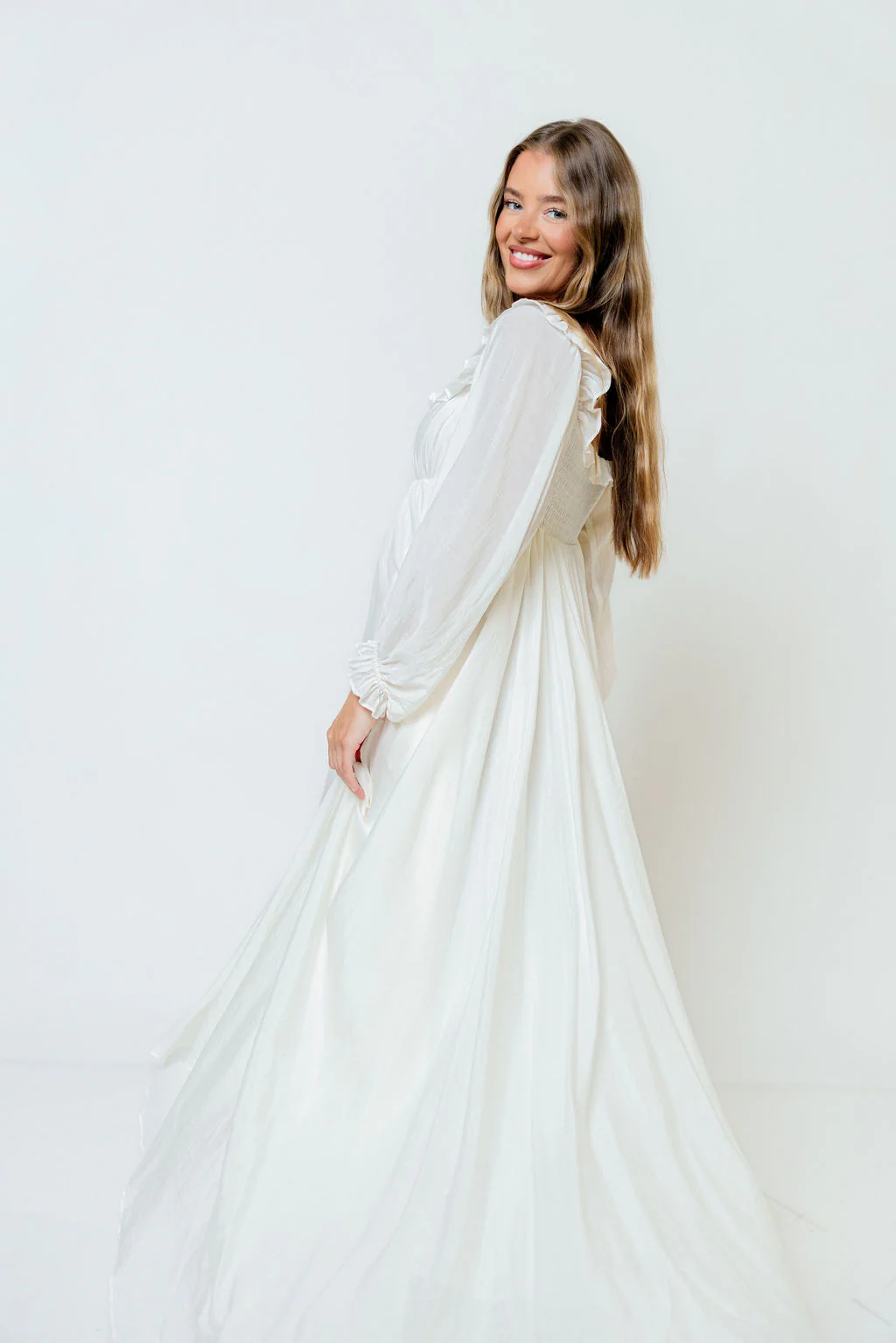 Elowen Maxi Dress in Off-White - Bump Friendly - Image 10