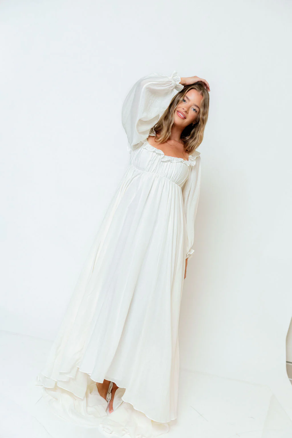 Elowen Maxi Dress in Off-White - Bump Friendly - Image 11