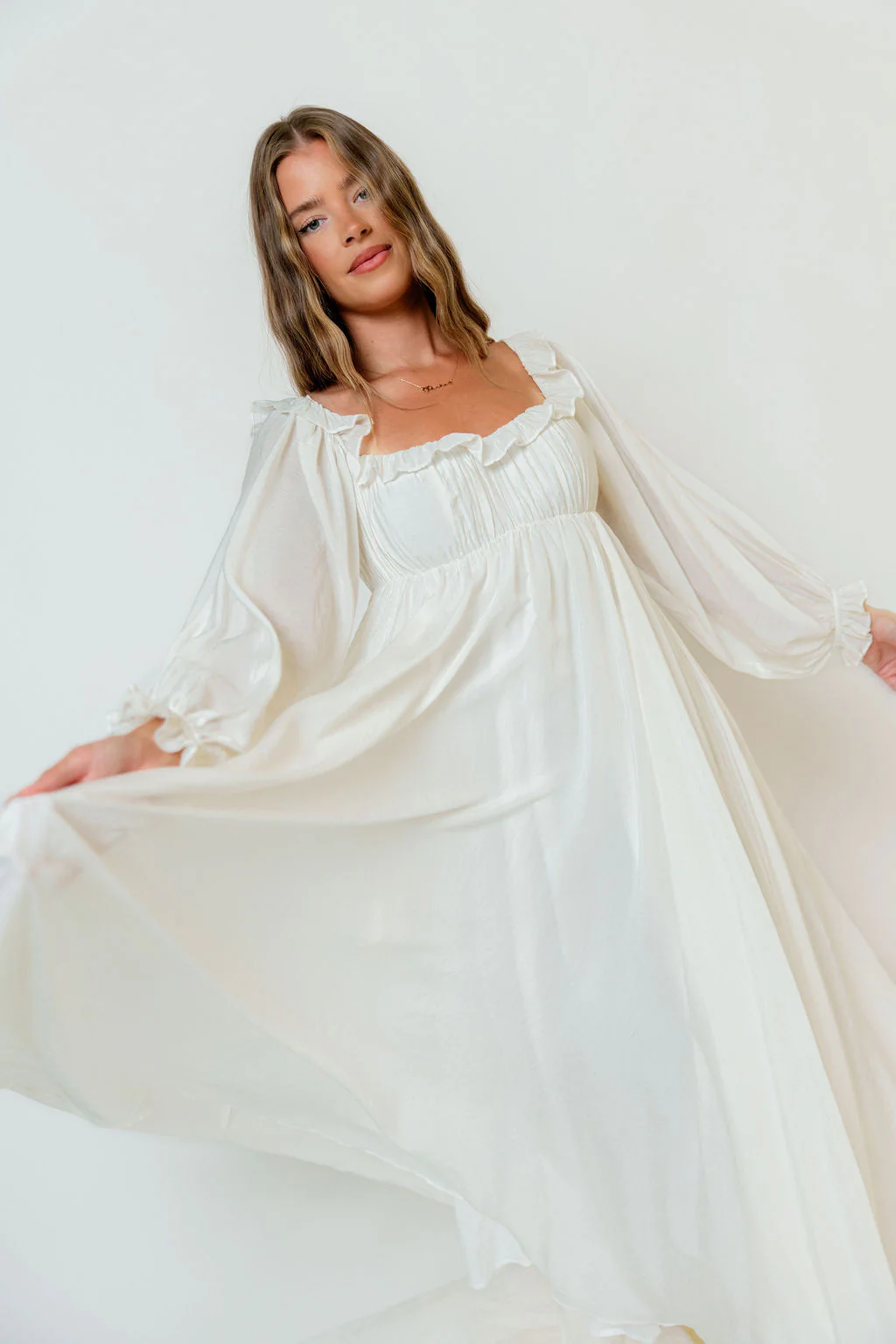 Elowen Maxi Dress in Off-White - Bump Friendly - Image 12