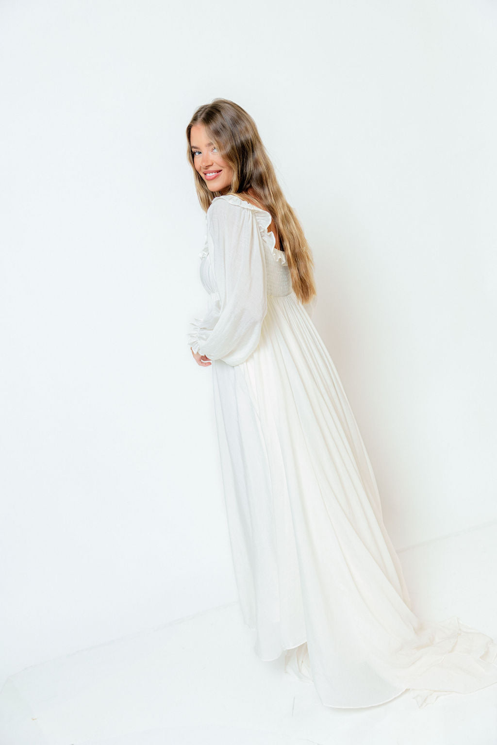 Elowen Maxi Dress in Off-White - Bump Friendly - Image 13