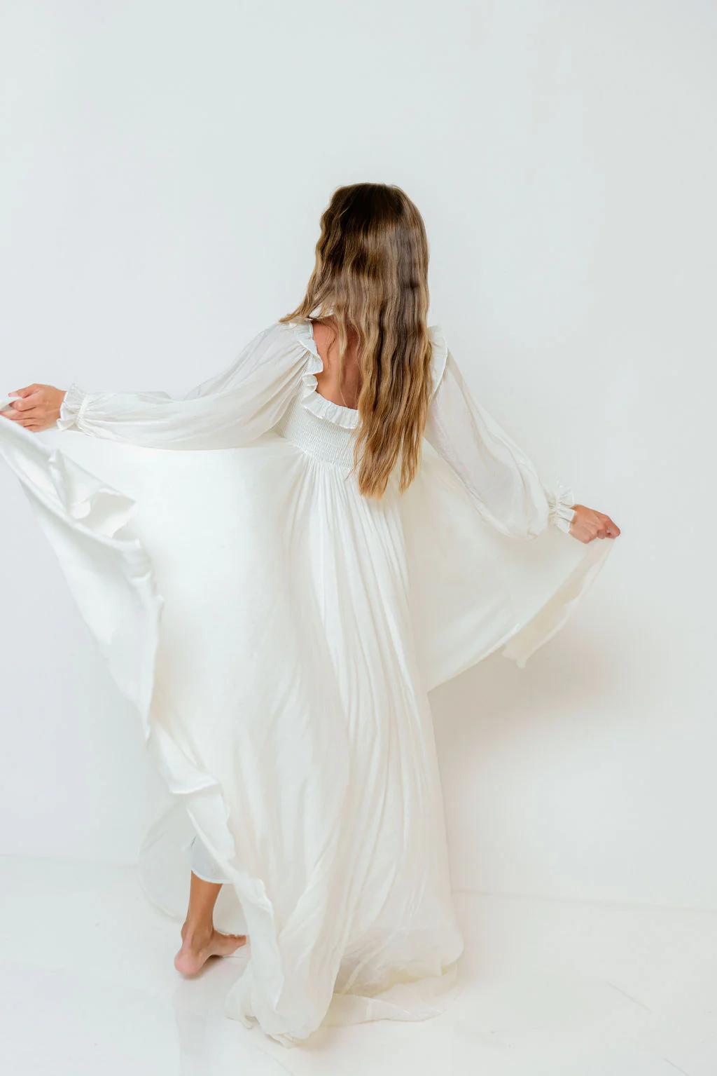 Elowen Maxi Dress in Off-White - Bump Friendly - Image 14