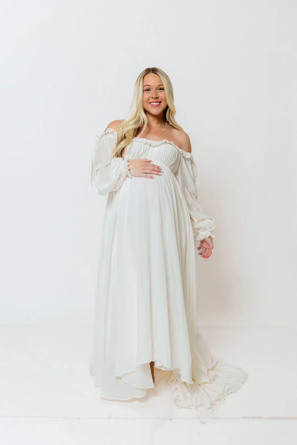 Elowen Maxi Dress in Off-White - Bump Friendly - Image 15