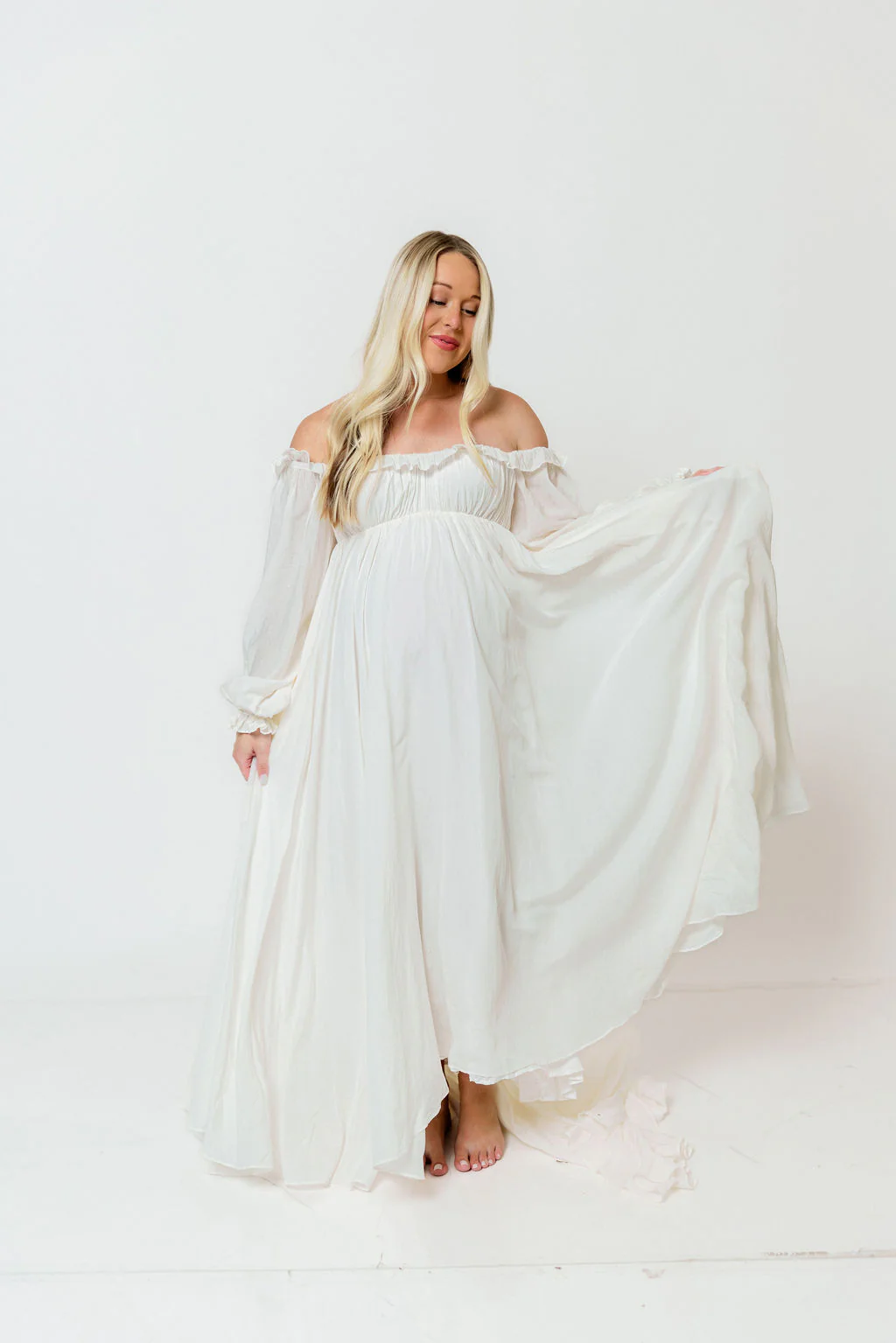 Elowen Maxi Dress in Off-White - Bump Friendly - Image 16