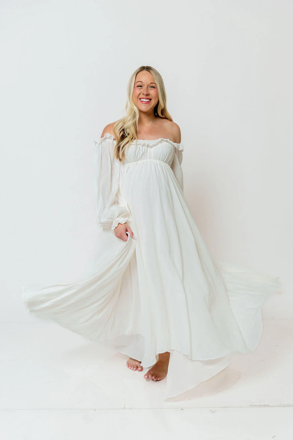 Elowen Maxi Dress in Off-White - Bump Friendly - Image 17